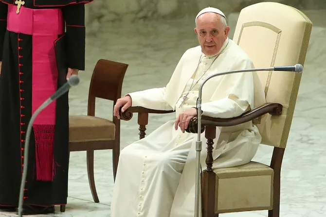 Pope Francis addresses paralympians in the Paul VI Hall at the Vatican on Oct 4 2014 Credit Daniel Ib  ez CNA 2 CNA 10 6 14