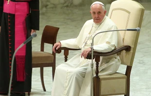 Pope Francis addresses paralympians in the Paul VI Hall at the Vatican on Oct. 4, 2014.   Daniel Ibanez / CNA.