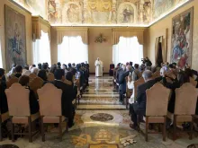 Pope Francis addresses participants in the Reunion of Aid Agencies for the Oriental Churches' general assembly in the Vatican's Consistory Hall, June 10, 2019. 