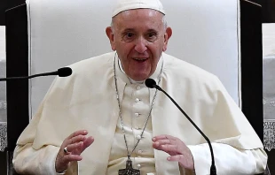 Pope Francis addresses religious leaders in Maputo, Mozambique on Sept. 5, 2019.   Tiziana Fabi / AFP / Getty Images.