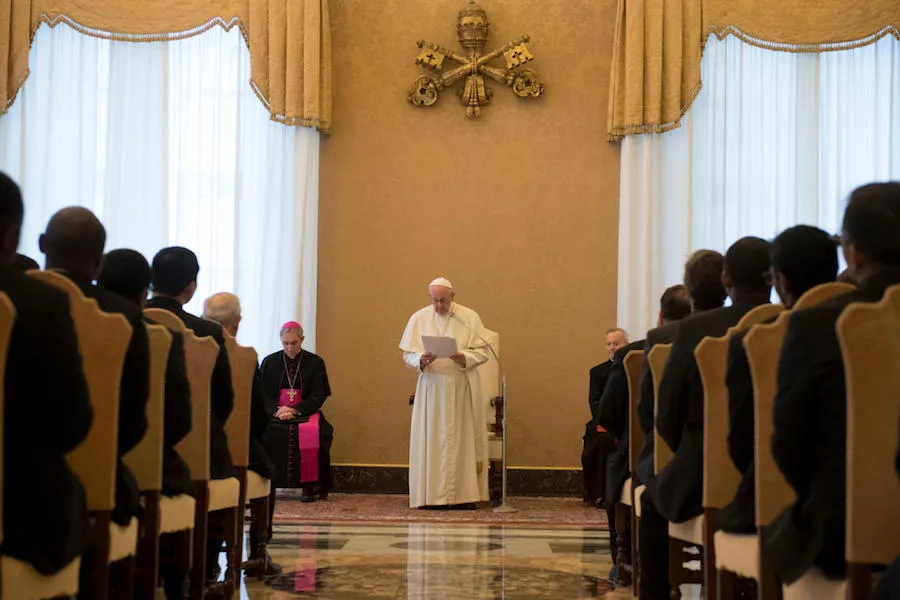 Pope Francis addresses students and staff from the College of the Gesu in Rome. ?w=200&h=150