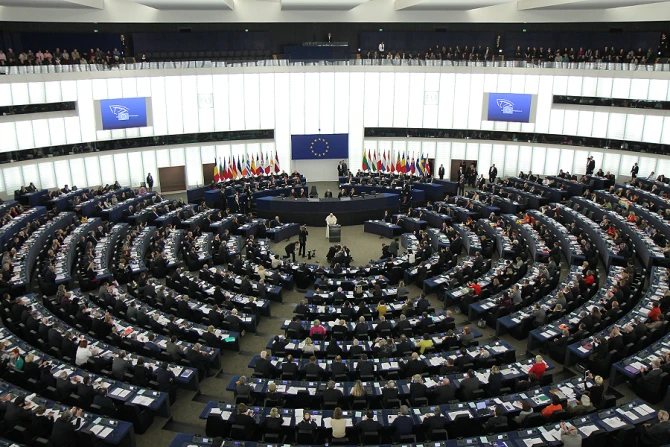 Pope Francis addresses the European Parliament in Strasbourg France on Nov 25 2014 Credit Alan Holdren CNA CNA 11 25 14