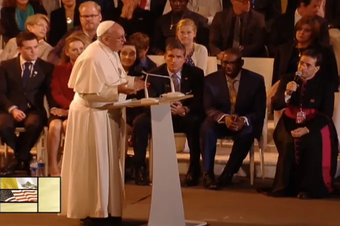 Pope Francis addresses the Festival of Families in Philadelphia, Sept. 26, 2015. ?w=200&h=150