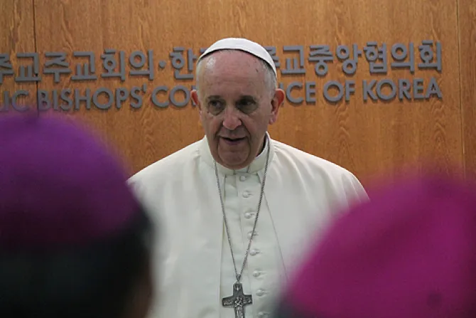 Pope Francis addresses the Korean Bishops Conference in Seoul South Korea on August 14 2014 Credit Alan Holdren CNA 2 CNA 8 14 14