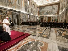 Pope Francis addresses the Pontifical Latin American College in the Vatican's Clementine Hall, Nov. 15, 2018. 