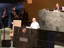 Pope Francis addresses the UN General Assembly on Sept. 25, 2015. 