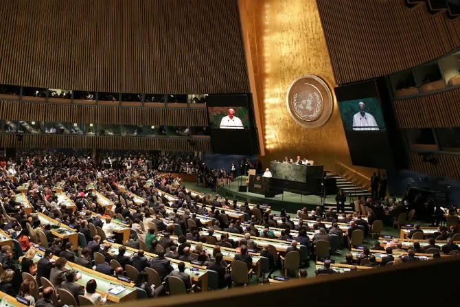 Pope Francis addresses the UN General Assembly on Sept 25 2015 Credit Alan Holdren CNA CNA 9 25 15