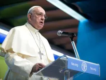 Pope Francis addresses the United Nations' Food and Agriculture Organization (FAO) at their headquarters in Rome on Nov. 20, 2014.