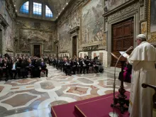 Pope Francis addresses members of the diplomatic corps ac