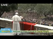 Pope Francis addresses young people for the Angelus July 26, 2013.