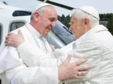 Pope Francis embraces Benedict XVI (