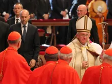 Pope Francis and cardinals at the consistory Feb. 14, 2015. 