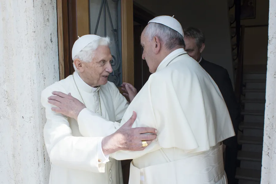 Pope Francis and Pope Emeritus Benedict embrace each other at the Vatican's Mater Ecclesiae Monastery, June 30, 2015.?w=200&h=150