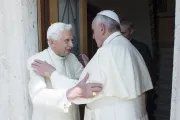Pope Francis and Pope Emeritus Benedict XVI 3 at the Monastery of Mater Ecclesiae in Vatican City on June 30 2015 Credit   LOsservatore Romano CNA 6 30 15