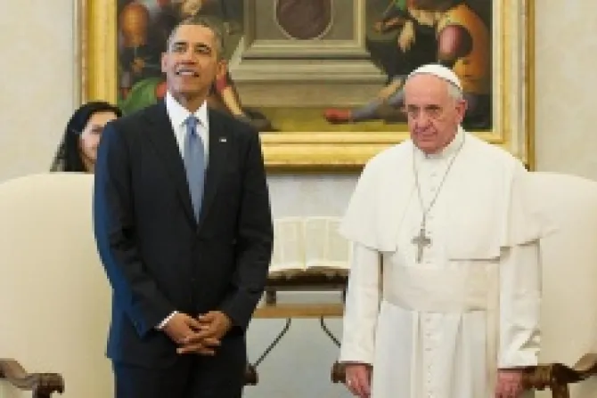 Pope Francis and US President Barack Obama during a meeting in the Vatican March 27 2014 Credit ANSA LOSSERVATORE ROMANO CNA 3 27 14