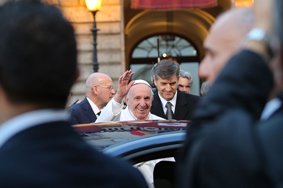 Pope Francis arrives at the Piazza di Spagna to being the Jubilee Year of Mercy, Dec. 8, 2015. ?w=200&h=150