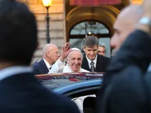Pope Francis arrives at the Piazza di Spagna to being the Jubilee Year of Mercy, Dec. 8, 2015. 