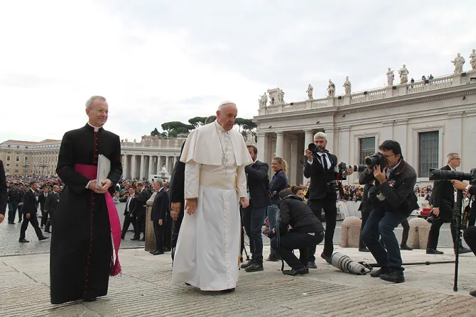 Pope Francis arrives 1 at the general audience in St Peters Square on Sept 30 2015 Credit Bohumil Petrik CNA 9 30 15