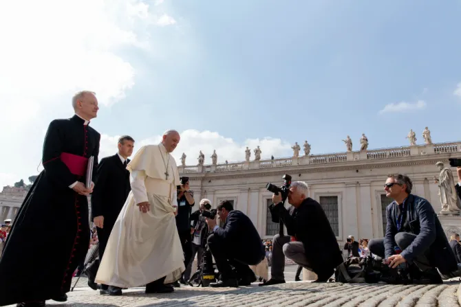 Pope Francis arrives at his general audience June 5 2019 Credit Daniel CNA