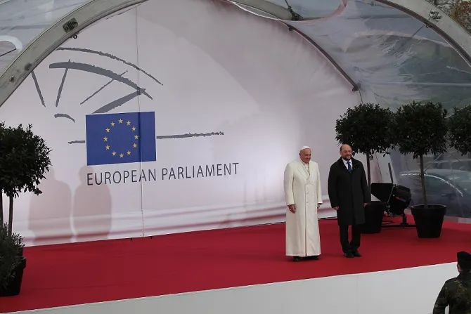 Pope Francis arrives at the European Parliament in Strasbourg France on Nov 25 2014 Credit Alan Holdren CNA CNA 11 25 14