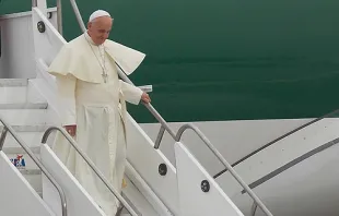 Pope Francis arrives at the airport in Rio de Janeiro, Brazil.   Walter Sanchez Silva/CNA.