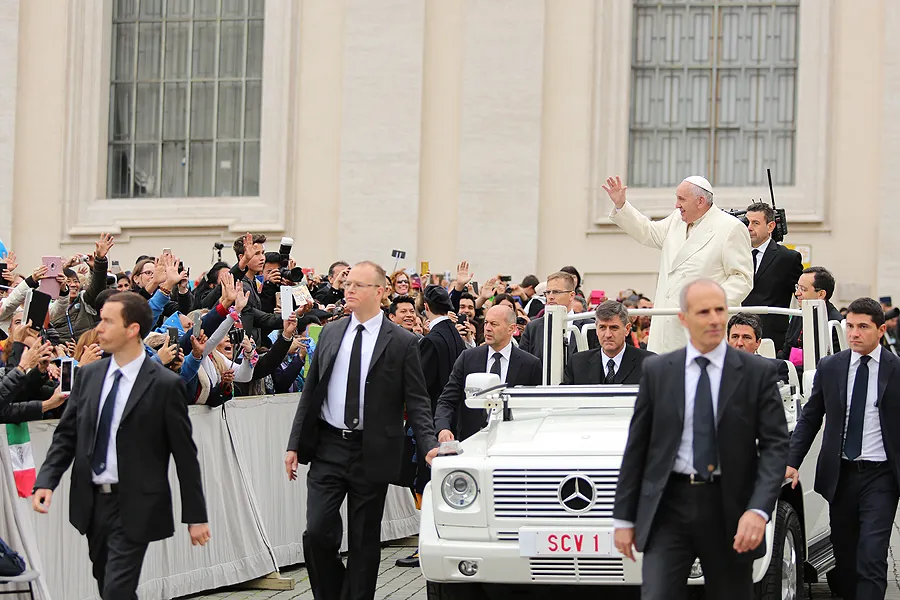 Pope Francis arrives at St. Peter's Square for the General Audience, Nov. 18, 2015. ?w=200&h=150