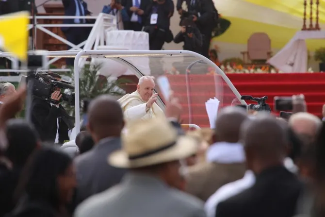 Pope Francis arrives for Mass in Antananarivo Madagascar Sept 8 2019 Credit Edward Pentin CNA