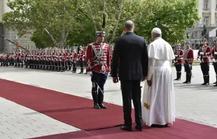 Pope Francis arrives in Bulgaria May 5, 2019.   Vatican Media.