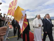 Pope Francis arrives in Skopje, North Macedonia May 7, 2019. 