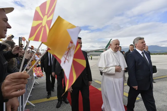 Pope Francis arrives in Skopje North Macedonia May 7 2019 Credit Vatican Media