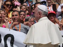 Pope Francis arriving in St. Peter's Square for the Wednesday general audience on June 17, 2015.