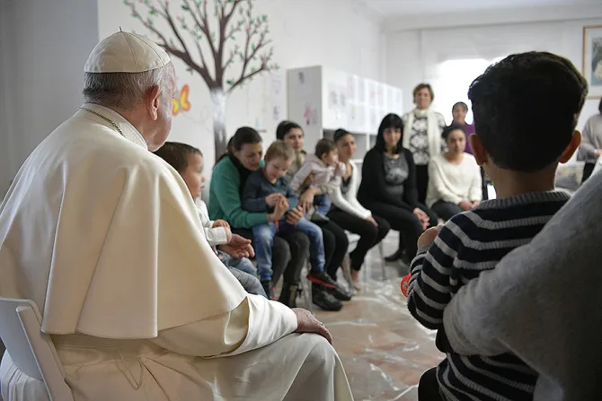 Pope Francis at Ledas House on March 2 2018 Credit Vatican Media CNA