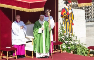 Pope Francis at Mass for the opening of the Synod of Bishops on youth Oct. 3, 2018.   Daniel Ibanez/CNA.
