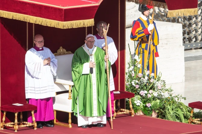 Pope Francis at Mass for the opening of the Synod of Bishops on youth Oct 3 2018 Credit Daniel Ibez CNA