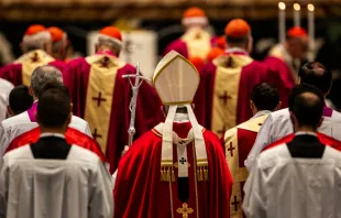 Pope Francis offers a Mass for the repose of the souls of cardinals and bishops who died this year in St. Peter's Basilica Nov. 3.   Daniel Ibáñez