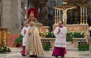 Pope Francis at St. Peter's Basilica for the convocation of the Jubilee Year of Mercy, April 11, 2015.   L'Osservatore Romano.