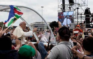 Pope Francis at an international meeting of the Neocatechumenal Way in Rome May 5, 2018.   Daniel Ibanez/CNA.