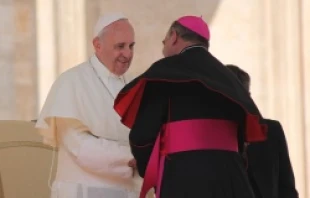Pope Francis greets bishops during his general audience on Sept. 25, 2013