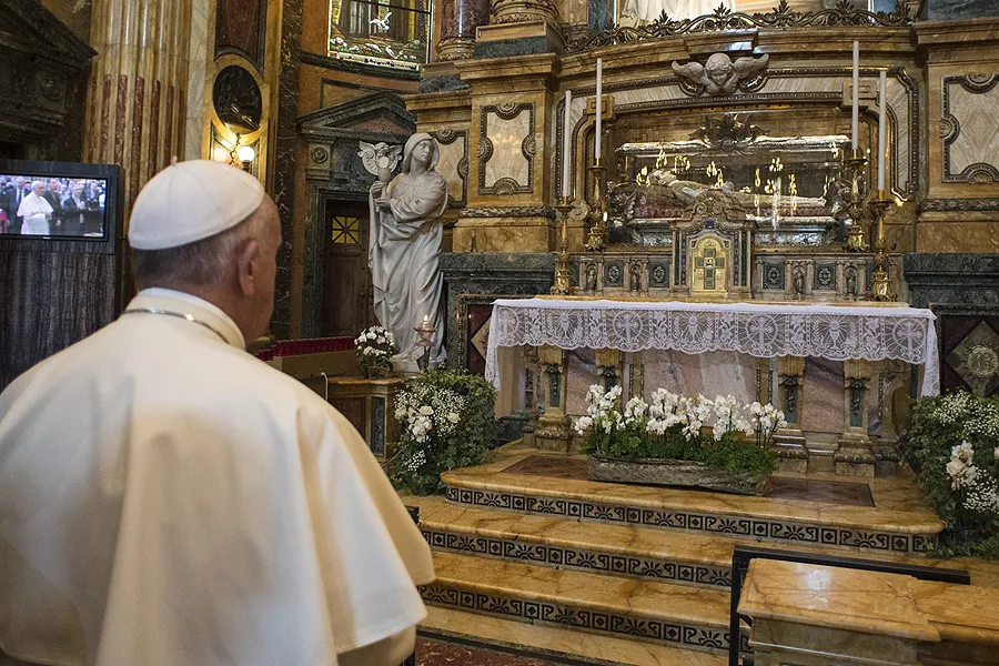 Pope Francis at the Basilica of St. Mary Help of Christians at the tomb of Don Bosco in Turin, Italy on June 21, 2015. ?w=200&h=150