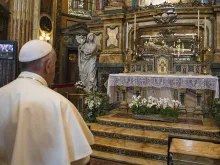 Pope Francis at the Basilica of St. Mary Help of Christians at the tomb of Don Bosco in Turin, Italy on June 21, 2015. 
