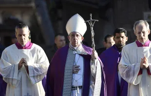Pope Francis at the Church of St. Anselm on Ash Wednesday, March 1, 2017. Credit: L'Osservatore Romano