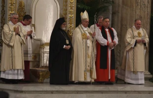 Pope Francis at the ecumenical celebration of Vespers at the Basilica of Saint Paul Outside the Walls, Jan. 25, 2017.   Daniel Ibanez/CNA.