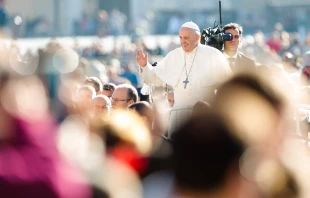 Pope Francis at the General Audience Oct. 11, 2017.   Daniel Ibanez/CNA.