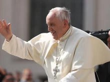 Pope Francis at the General Audience address in St. Peter's Square, May 13, 2015. 