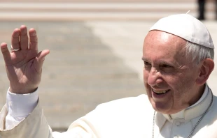 Pope Francis at the General Audience in St. Peter's Square on June 7, 2017.   Daniel Ibáñez/CNA.