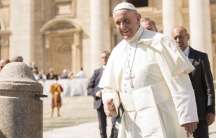 Pope Francis at the General Audience in St. Peter's Square on Sept. 20, 2017.   Marina Testino/CNA.