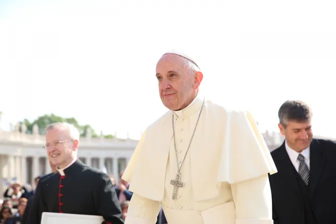 Pope Francis at the Jubilee Audience in St Peters Square honoring members of the police firemen and armed forces on April 30 2016 Alexey Gotovskiy CNA CNA