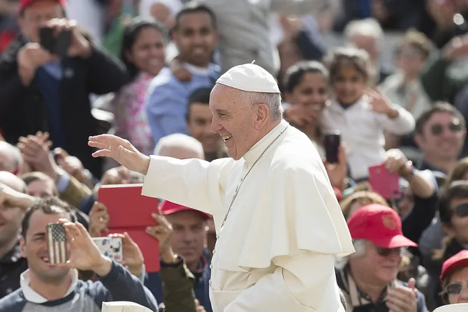 Pope Francis at the Jubilee Audience in St Peters Square on April 9 2016 Credit LOsservatore Romano CNA 4 9 16