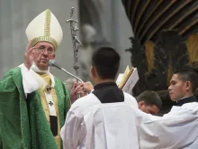Pope Francis says Mass at St. Peter's Basilica, Oct. 4, 2015. 