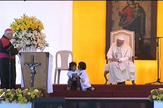 Pope Francis at the Palmasola Rehabilitation Center in Santa Cruz Bolivia July 10 2015 Credit EWTN CNA 7 10 15